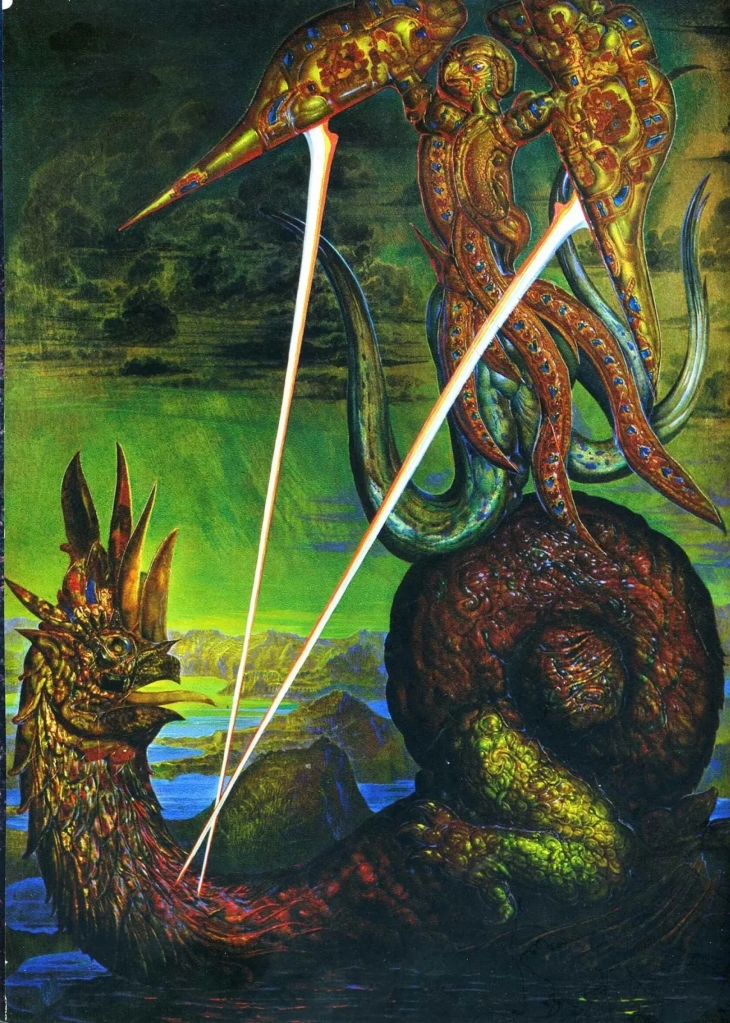 Ernst Fuchs, Gryphon and Dragon, 1969